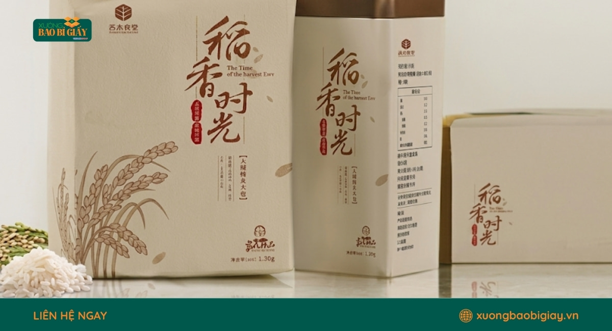 Giải pháp bao bì hộp giấy đựng gạo giúp sản phẩm nổi bật trên kệ hàng
