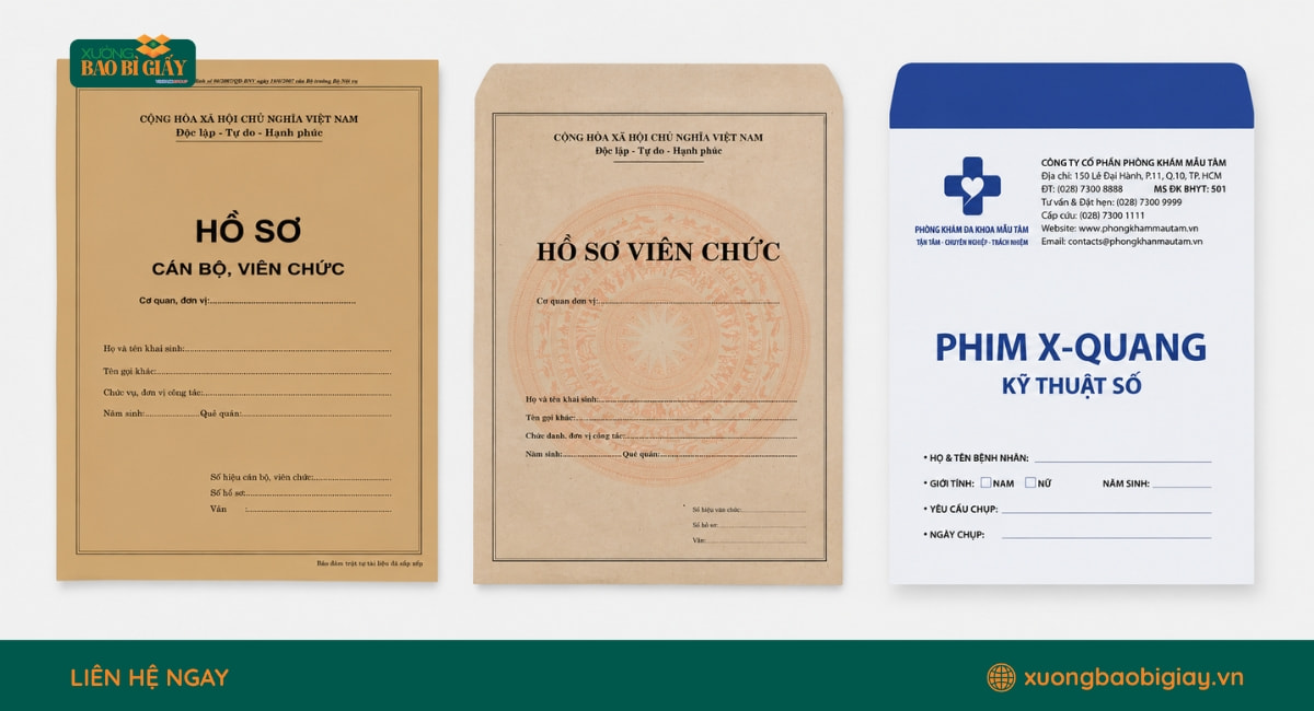Túi giấy đựng hồ sơ với đa dạng kiểu mẫu, đáp ứng nhu cầu lưu trữ tài liệu