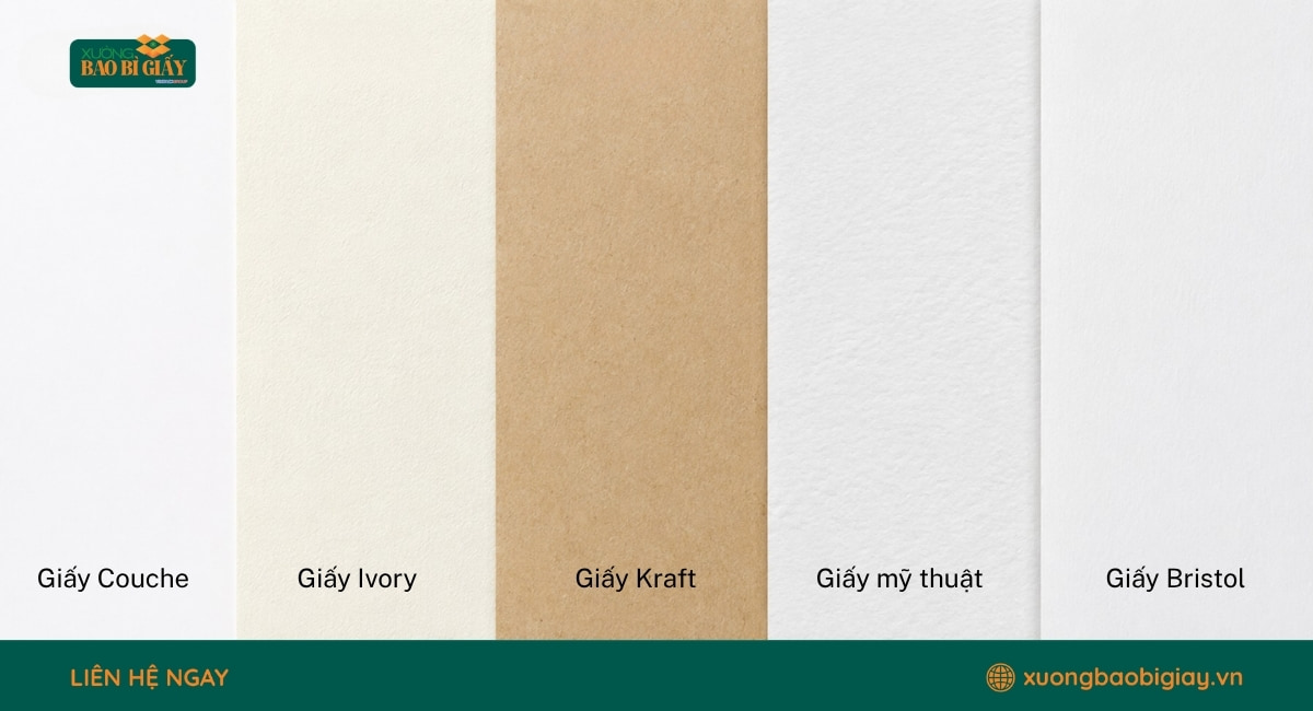 Chất liệu túi giấy đựng sữa tắm như giấy kraft, couche và ivory với định lượng phù hợp trọng lượng chai