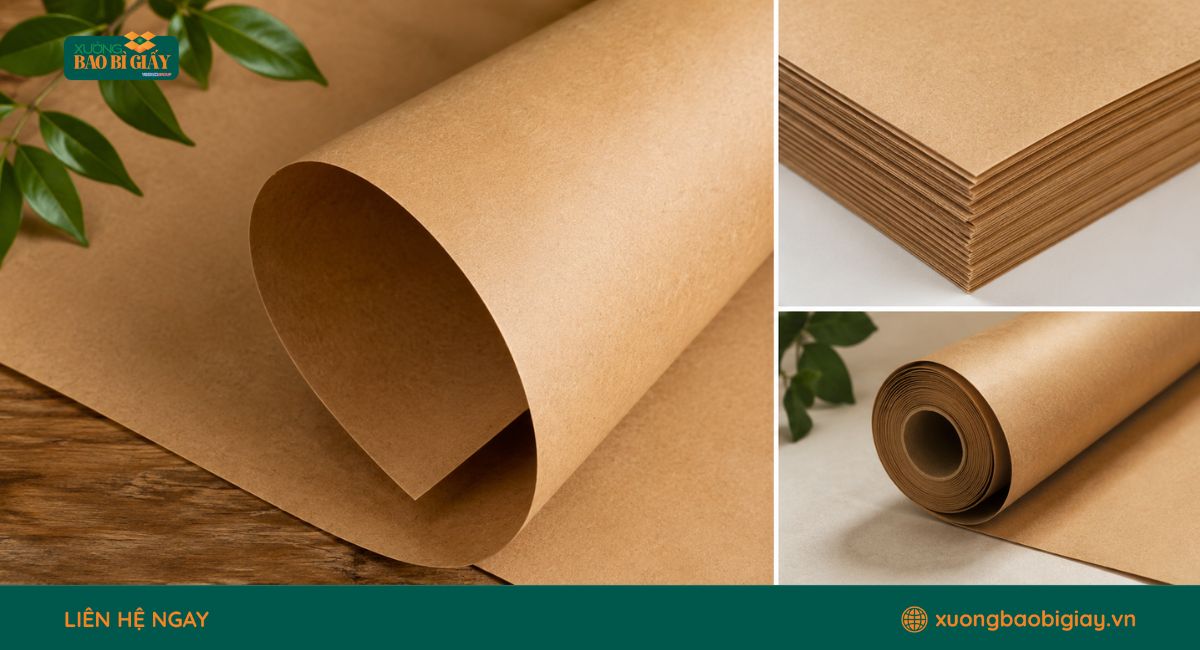 Xưởng Bao Bì Giấy sử dụng giấy kraft định lượng 180 gsm
