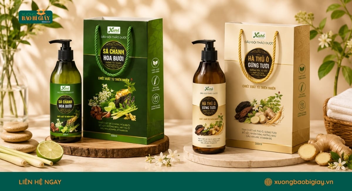Gợi ý thiết kế túi giấy đựng dầu gội theo tông màu và phong cách của từng dòng sản phẩm