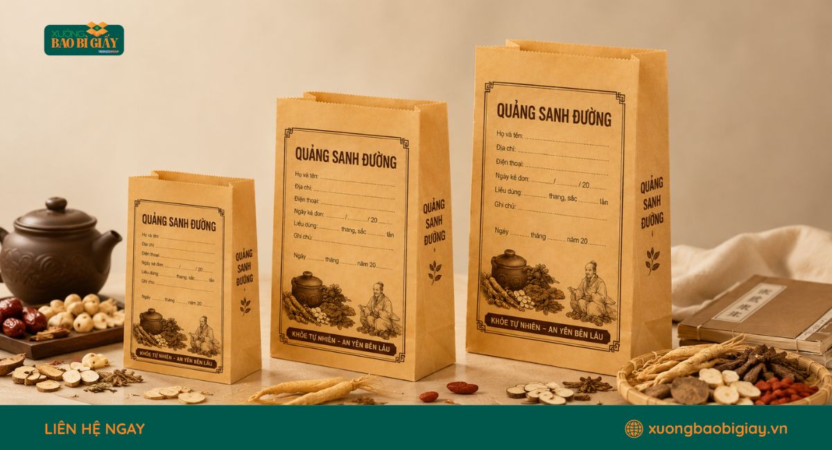 Túi giấy đựng thuốc đông y bảo vệ các vị thuốc khỏi ẩm mốc, luôn khô ráo