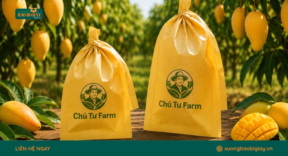 Túi giấy bọc trái cây giúp hạn chế sâu bệnh, giảm tác động môi trường và nâng cao giá trị nông sản sau thu hoạch.