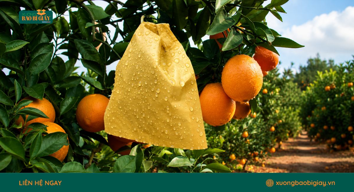 Túi giấy bọc trái cây thân thiện môi trường, bảo vệ trái cây và hỗ trợ canh tác hiệu quả.