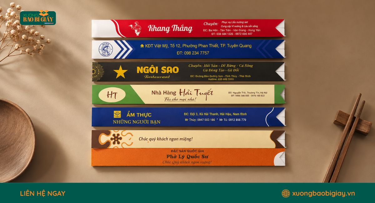 Túi giấy đựng đũa góp phần nâng tầm giá trị thương hiệu và mang đến trải nghiệm chuyên nghiệp cho khách hàng.