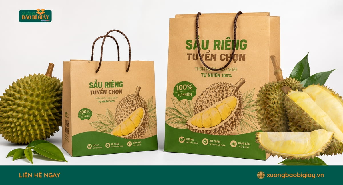 Túi giấy Kraft đựng sầu riêng thân thiện môi trường