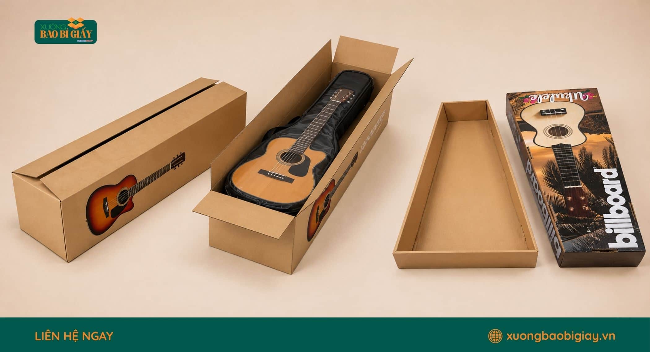 Chất liệu giấy carton 5 lớp dùng sản xuất hộp giấy carton đựng guitar.