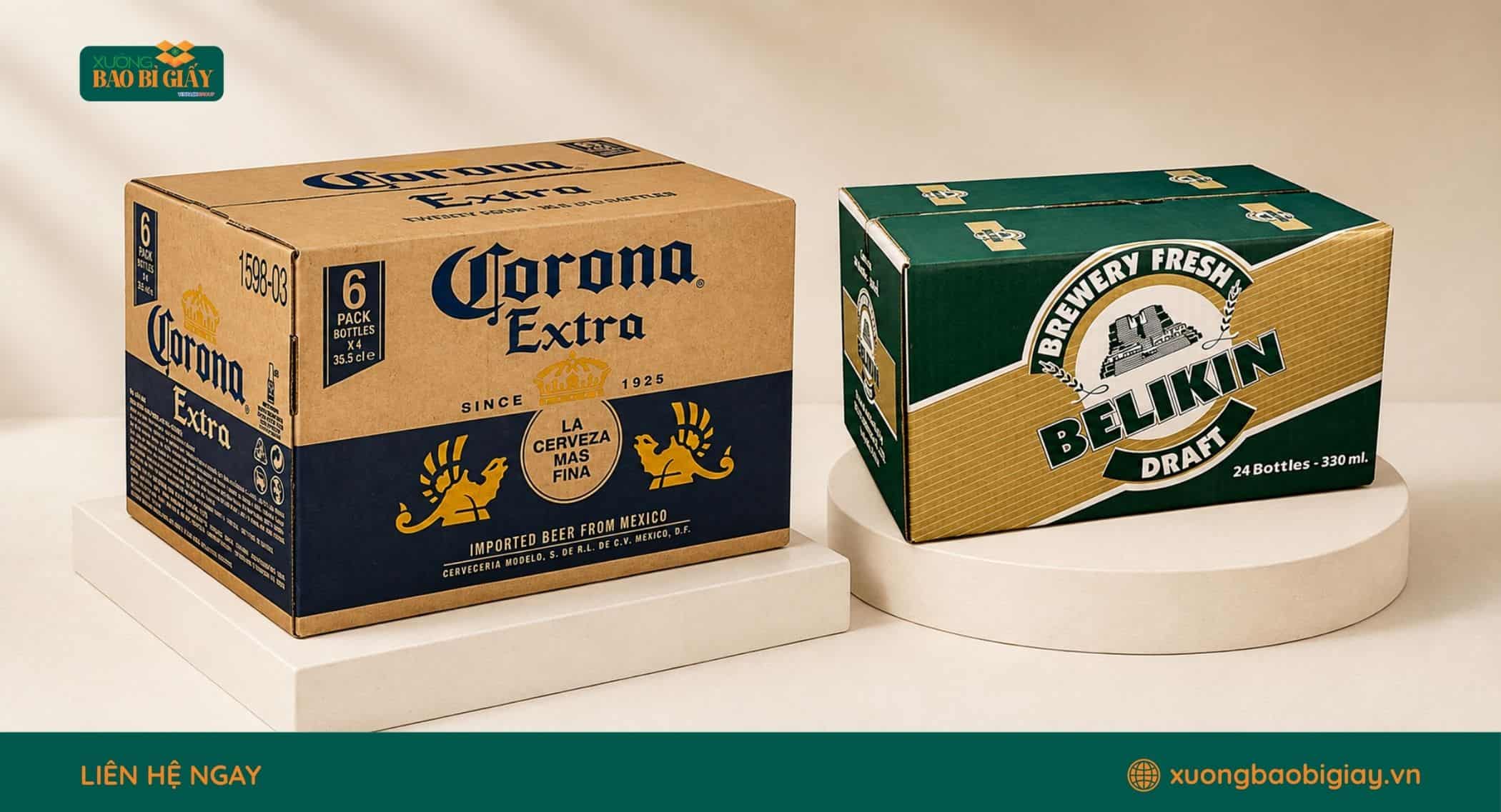 Công nghệ in thùng carton đựng bia giúp thể hiện logo và thông tin thương hiệu rõ nét