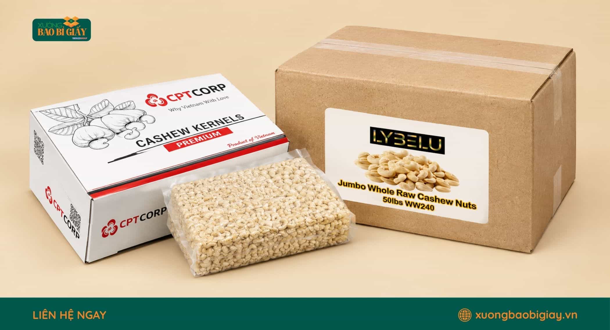 Nhu cầu đóng gói bằng thùng carton đựng hạt điều hiện nay.