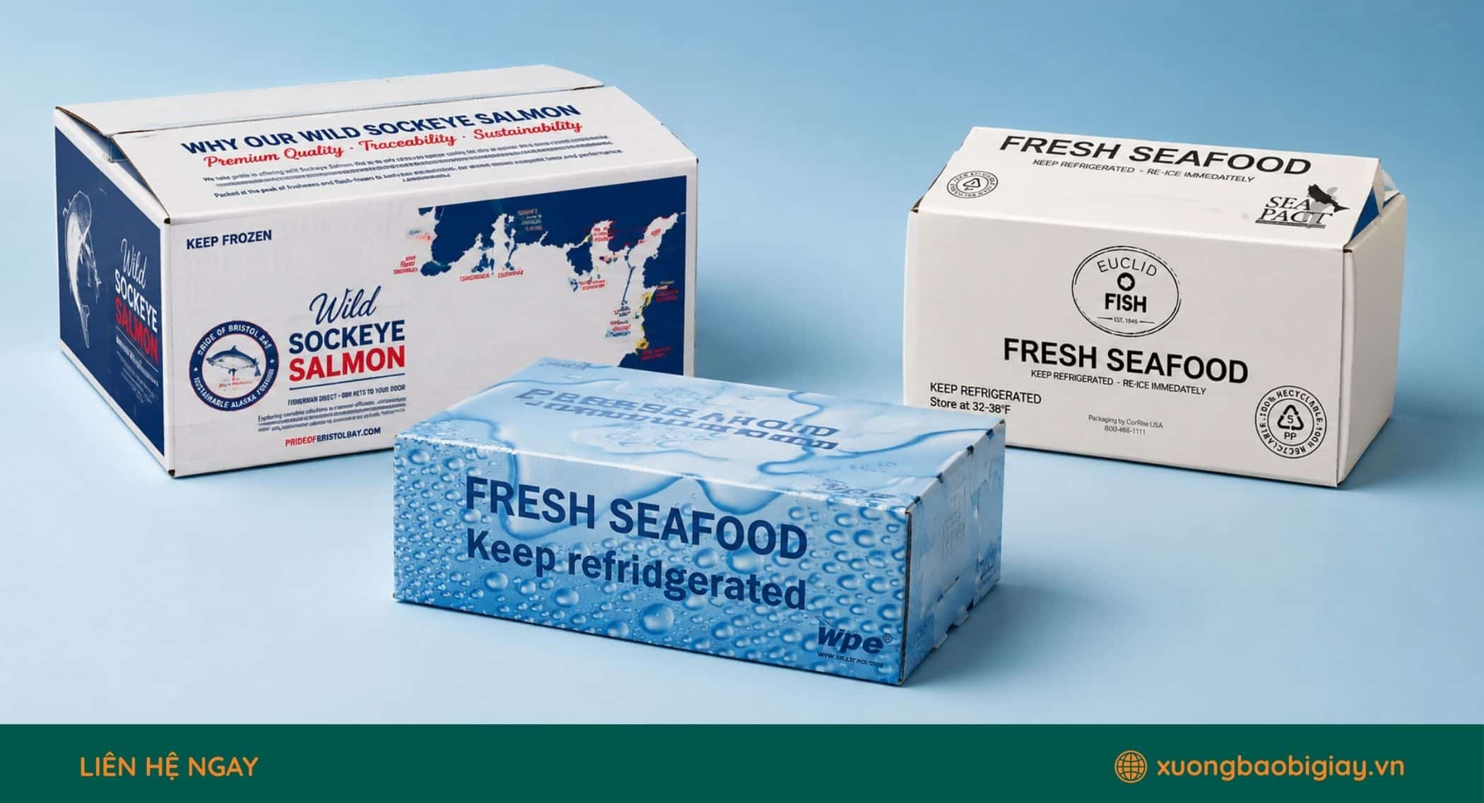 Quy trình 7 bước sản xuất thùng carton đựng hải sản đạt chuẩn chất lượng