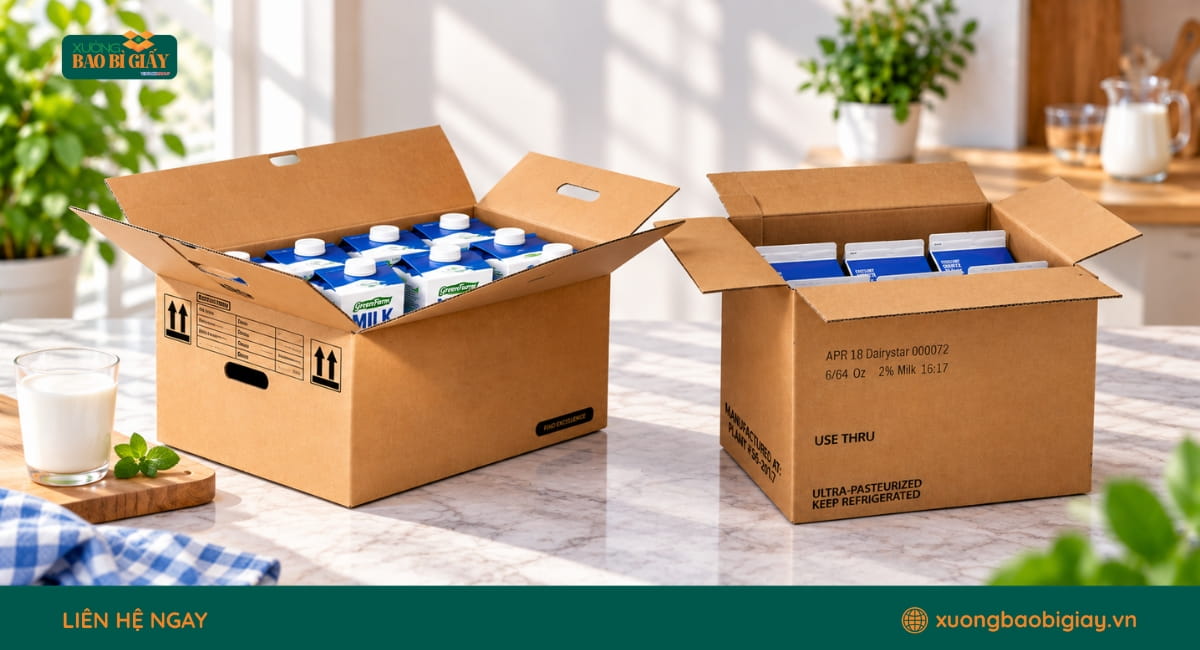 Các tiêu chí sản xuất và in ấn thùng carton đựng sữa theo yêu cầu