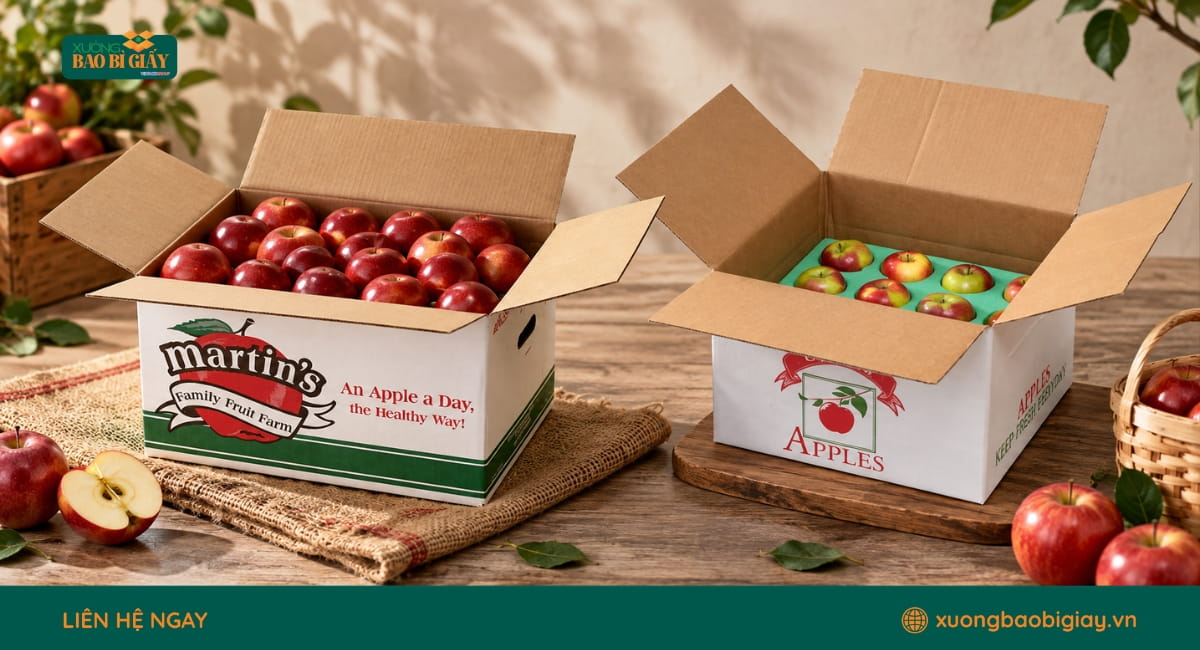 Thông tin cần in trên thùng carton đựng táo xuất khẩu để thuận tiện nhận diện và vận chuyển