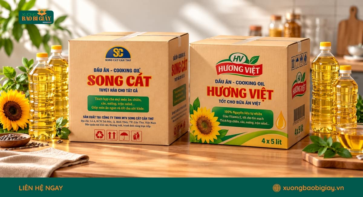 Các lưu ý khi sản xuất thùng carton đựng dầu ăn