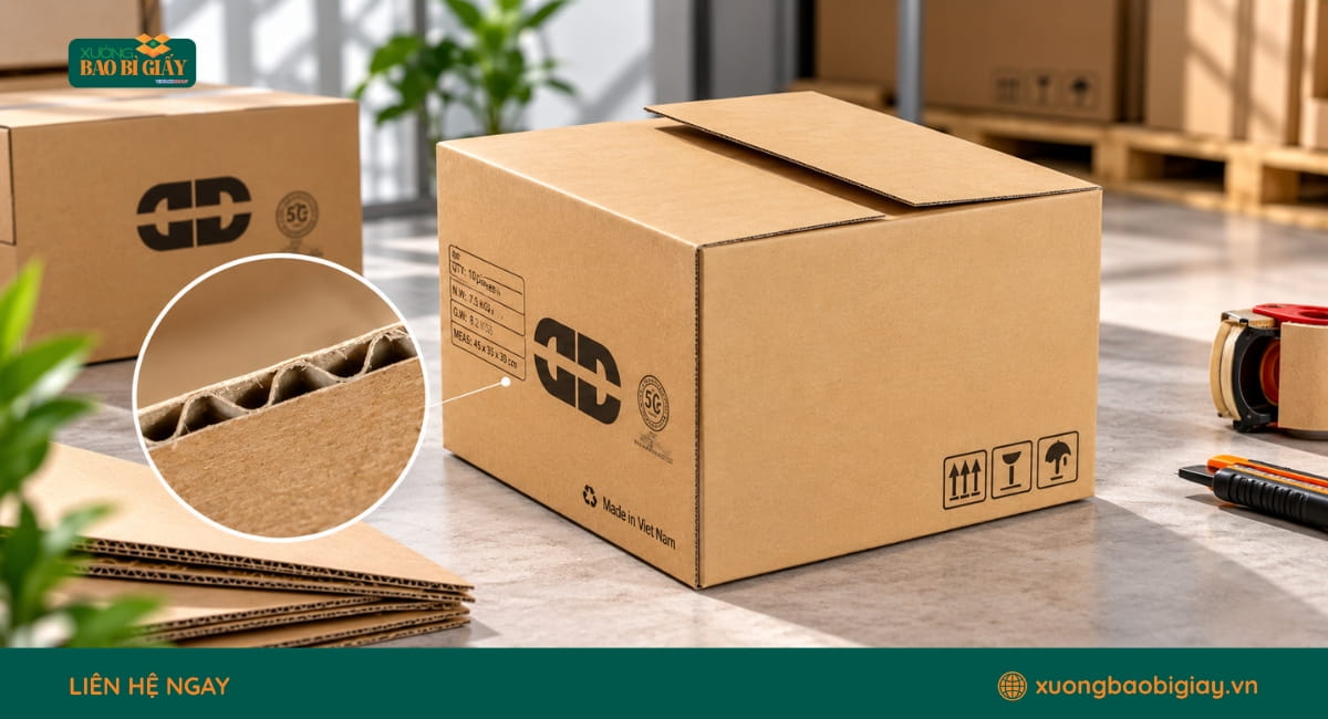 Cấu tạo chi tiết thùng carton đựng khẩu trang