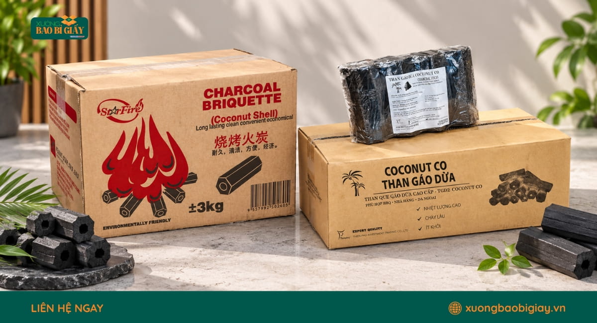 Cấu tạo thùng carton đựng than dừa