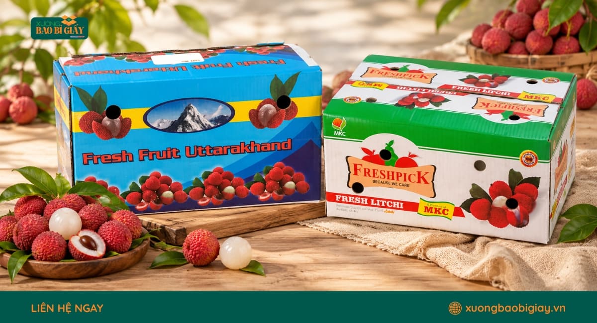 Chất liệu thùng carton đựng vải thiều