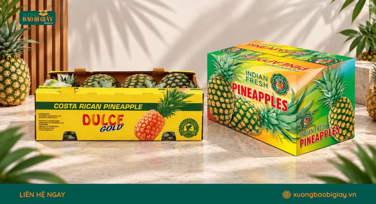 Chất liệu giấy mặt dùng để in thùng carton đựng dứa theo yêu cầu