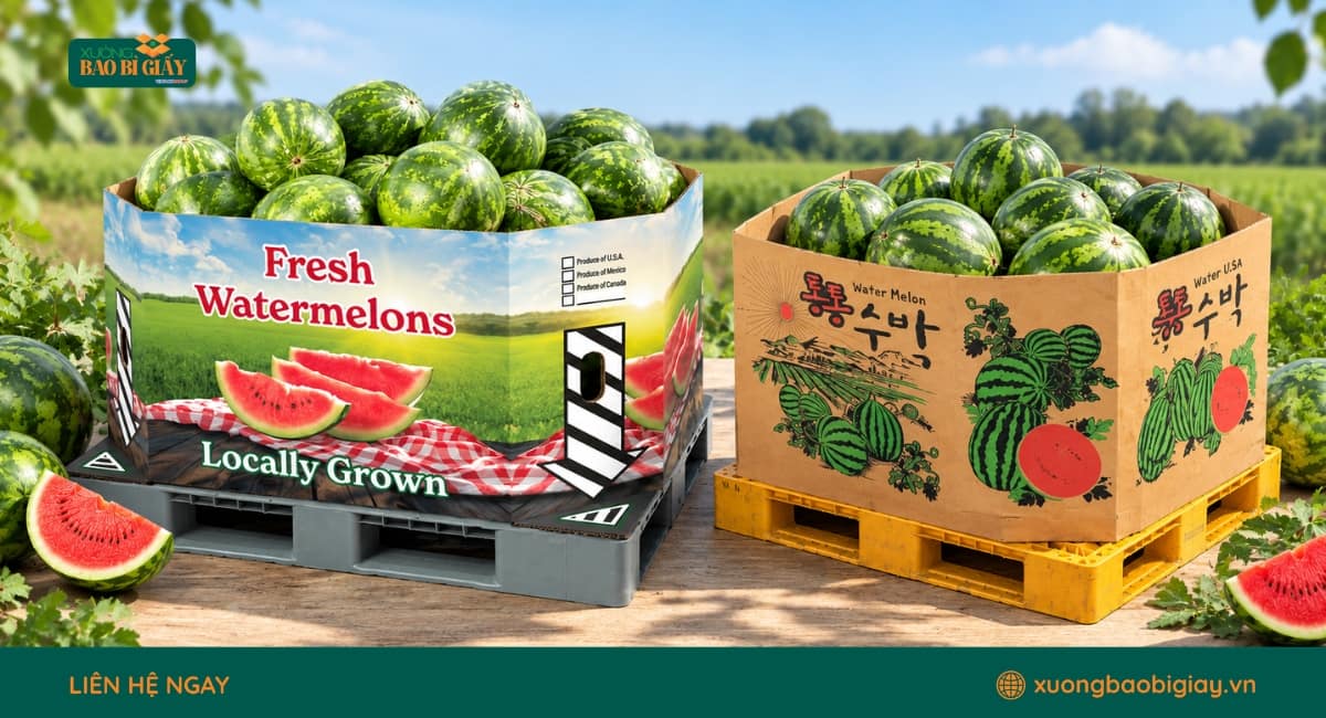 Chất liệu giấy mặt sử dụng cho thùng carton đựng dưa hấu