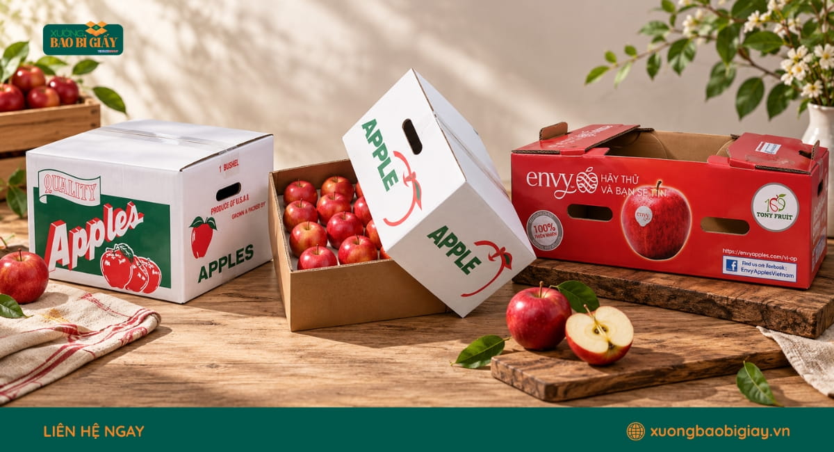 Chất liệu và số lớp giấy phù hợp cho thùng carton đóng gói táo