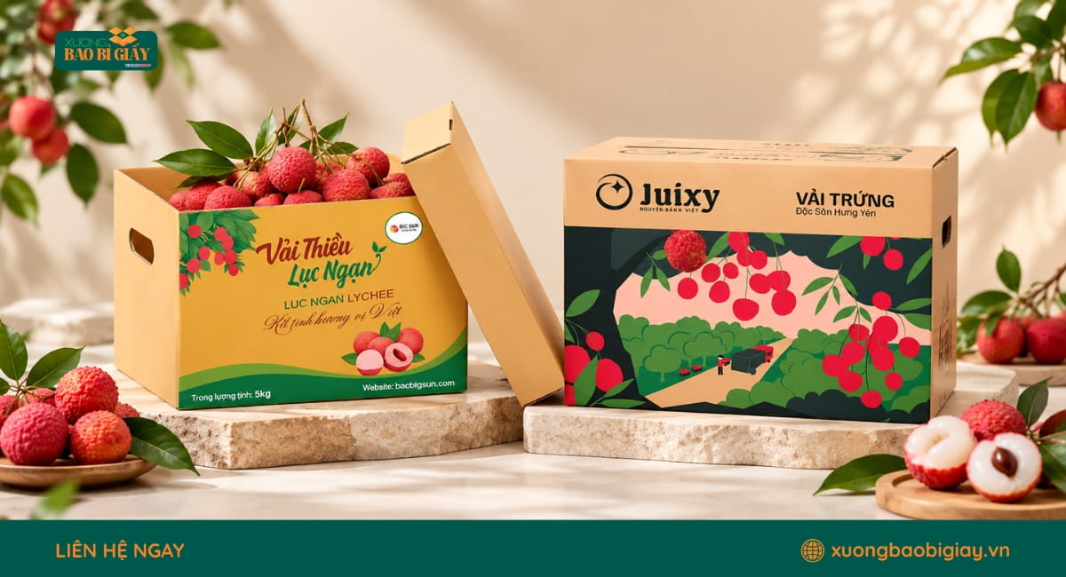 Công nghệ in thùng carton đựng vải thiều