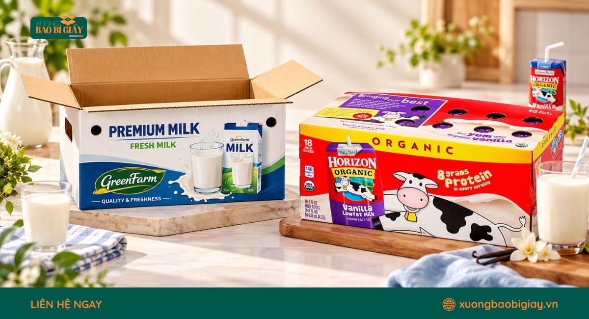 Đặc điểm thùng carton đựng sữa phù hợp đóng gói, bảo quản và vận chuyển