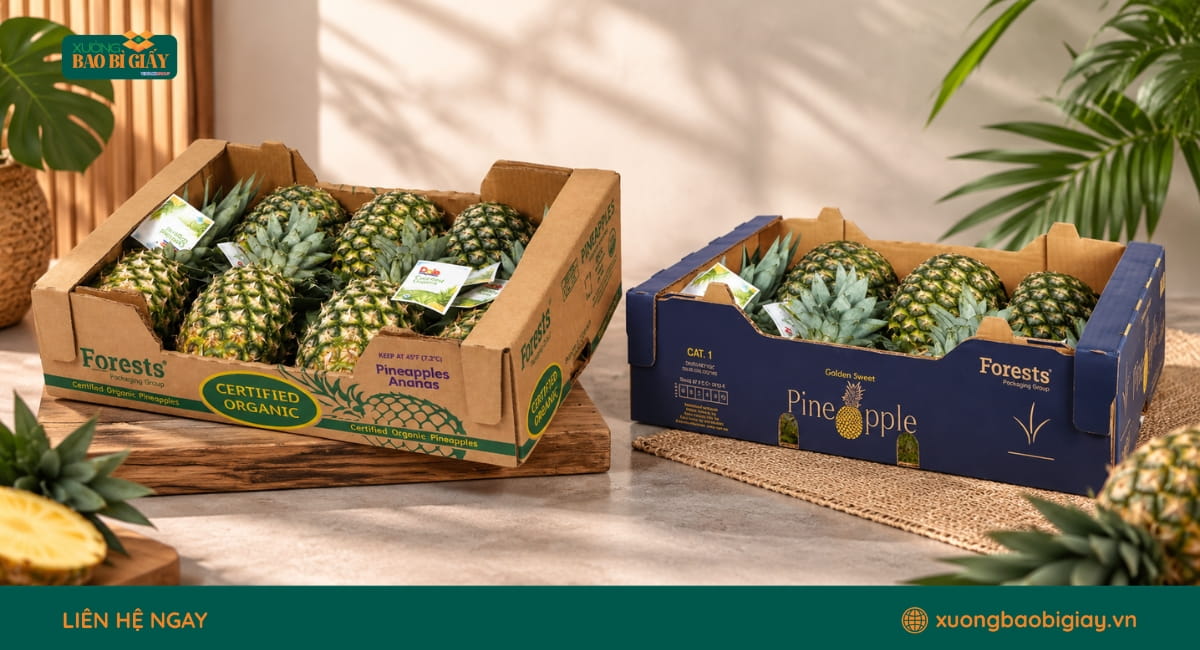 Kết cấu thùng carton đựng dứa phù hợp đóng gói và vận chuyển nông sản