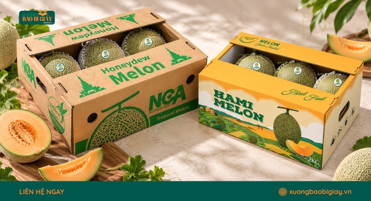 Thùng carton đựng dưa lưới hỗ trợ bảo quản và hạn chế va đập trong quá trình vận chuyển