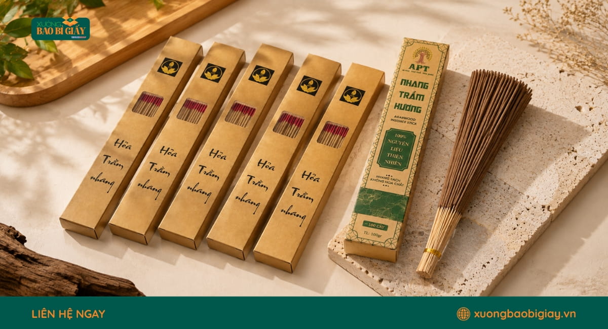 Mẫu hộp giấy đựng nhang tại Xưởng Bao Bì Giấy