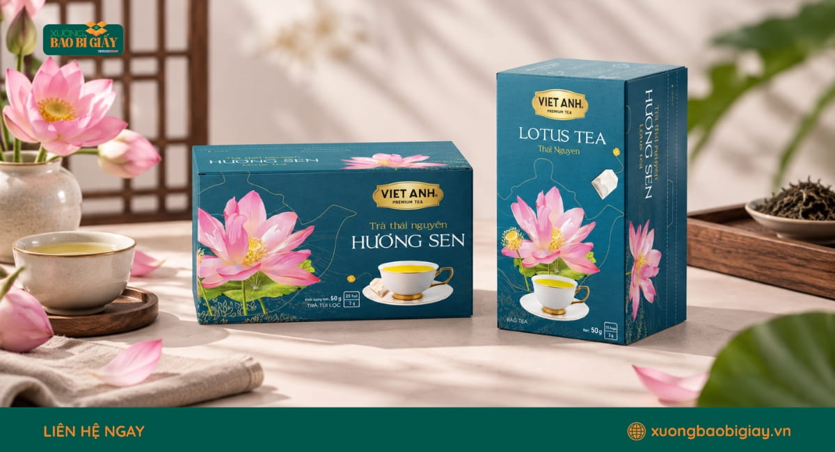 Mẫu hộp giấy đựng trà chỉn chu góp phần nâng tầm hình ảnh và giá trị của thương hiệu trà.