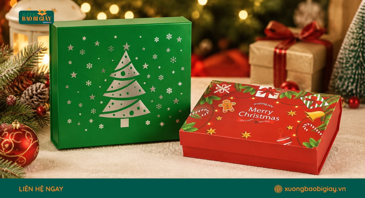 Nhu cầu sử dụng hộp giấy đựng quà Noel tăng cao trong hoạt động tặng quà cho khách hàng, nhân viên và đối tác.