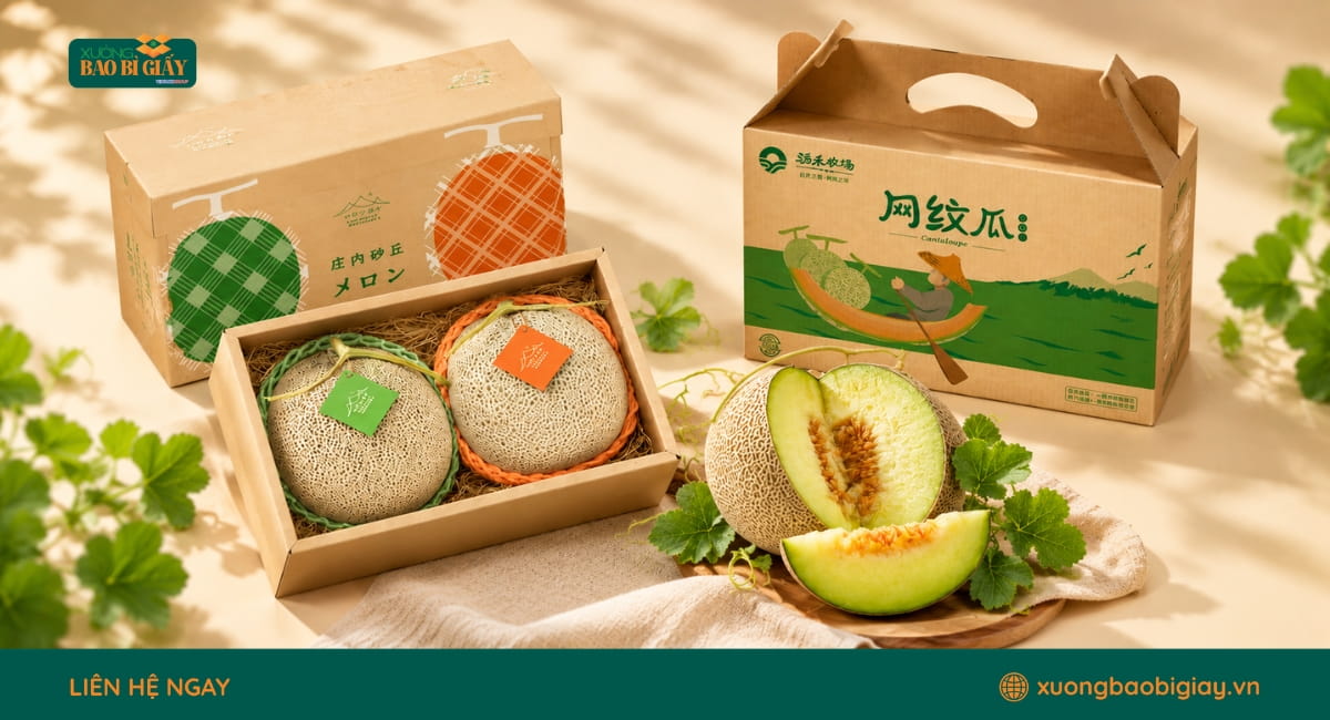 Các kiểu dáng thùng carton đựng dưa lưới phổ biến trong đóng gói và vận chuyển