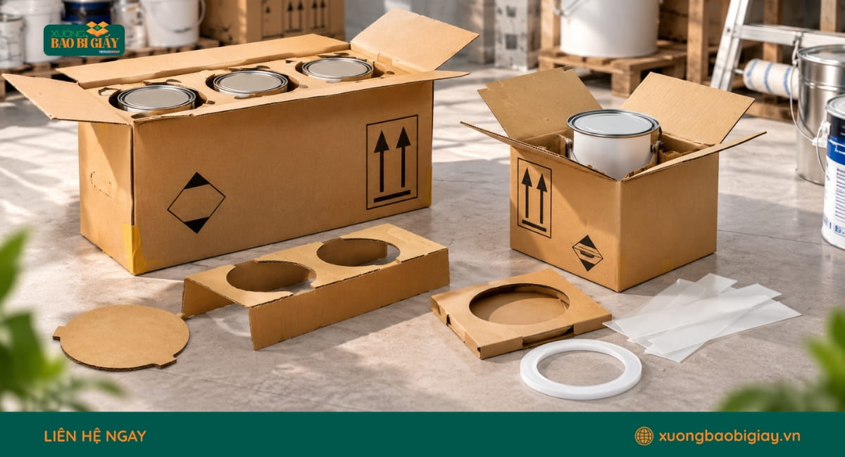 Các loại thùng carton đựng sơn phân theo thiết kế và kiểu dáng đóng gói