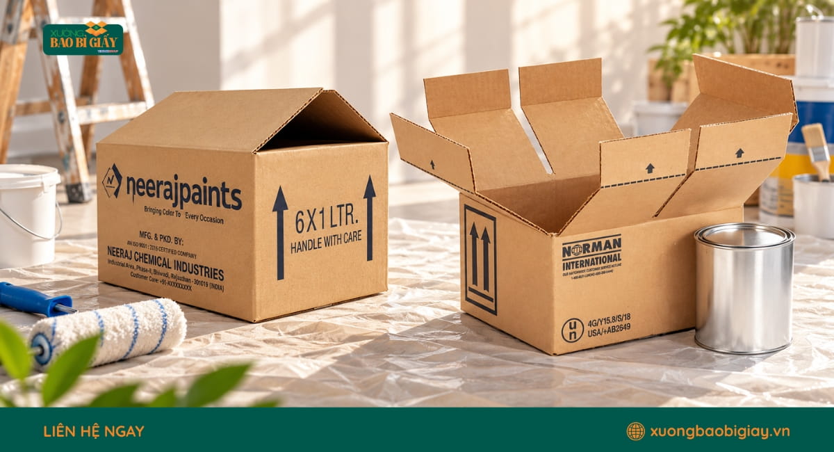 Thùng carton đựng sơn hỗ trợ bảo vệ sản phẩm khi lưu kho, phân phối và vận chuyển