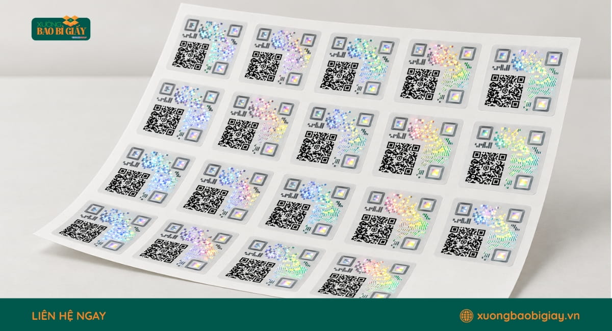 Tem nhãn decal vỡ tích hợp mã QR, kết hợp bảo hành và truy xuất thông tin