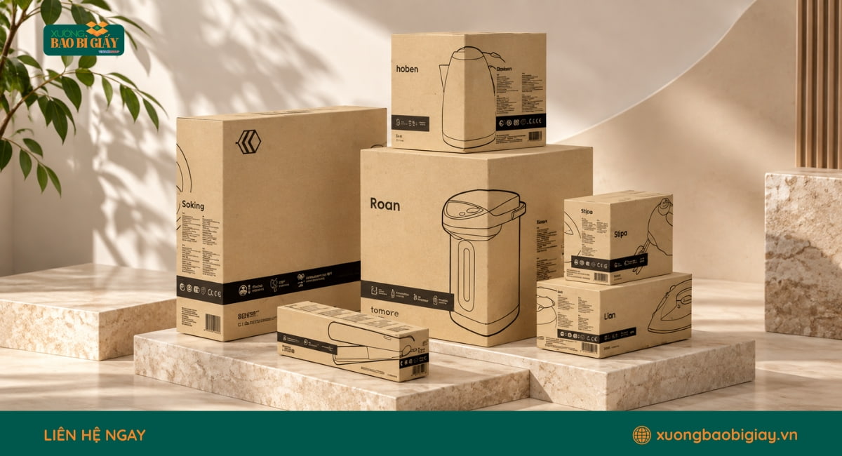 Thùng carton đựng đồ gia dụng bền chắc, hỗ trợ hạn chế va đập khi vận chuyển