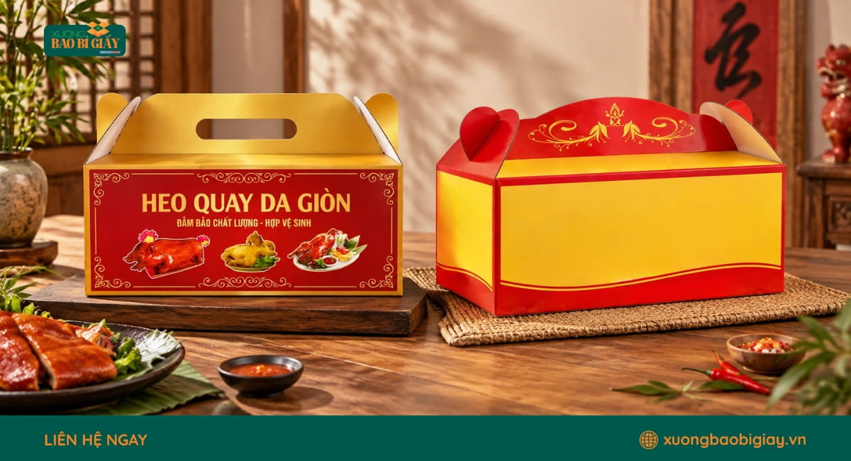 Mẫu thùng carton đựng heo quay đa dạng kiểu dáng và mẫu mã