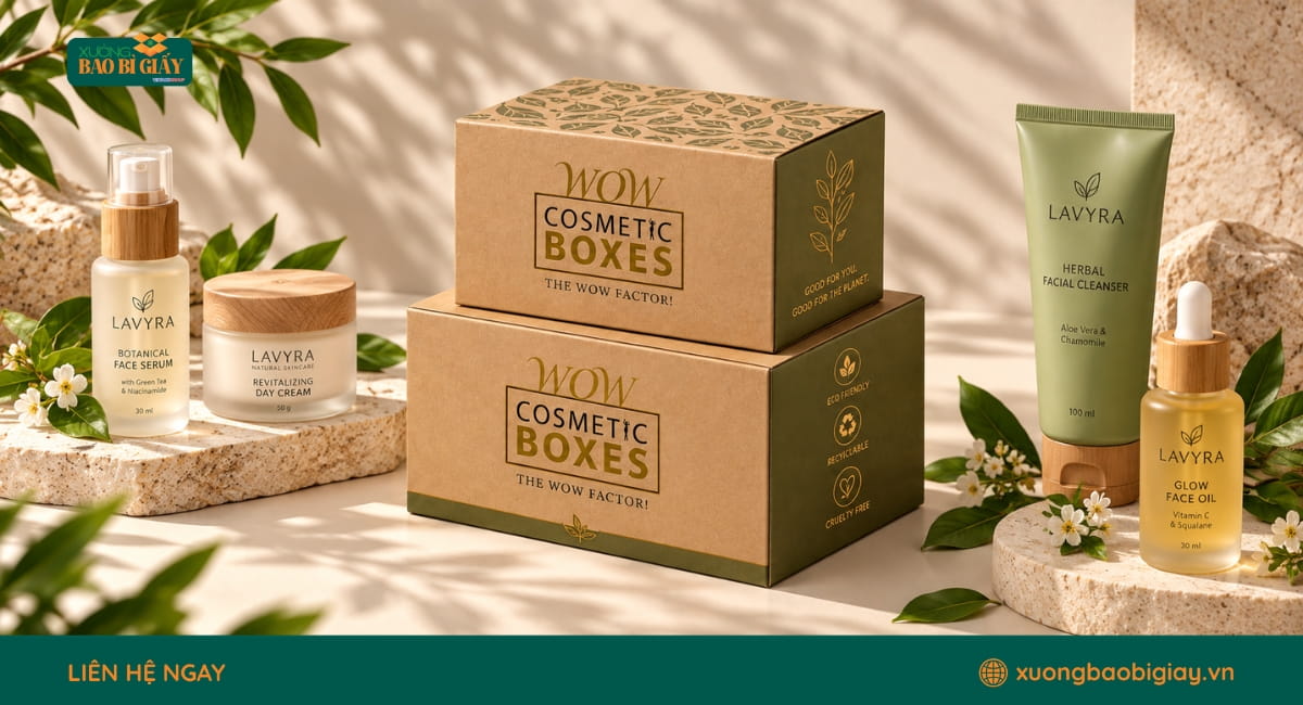 Thùng carton đựng mỹ phẩm sản xuất trực tiếp tại xưởng theo số lượng đặt hàng