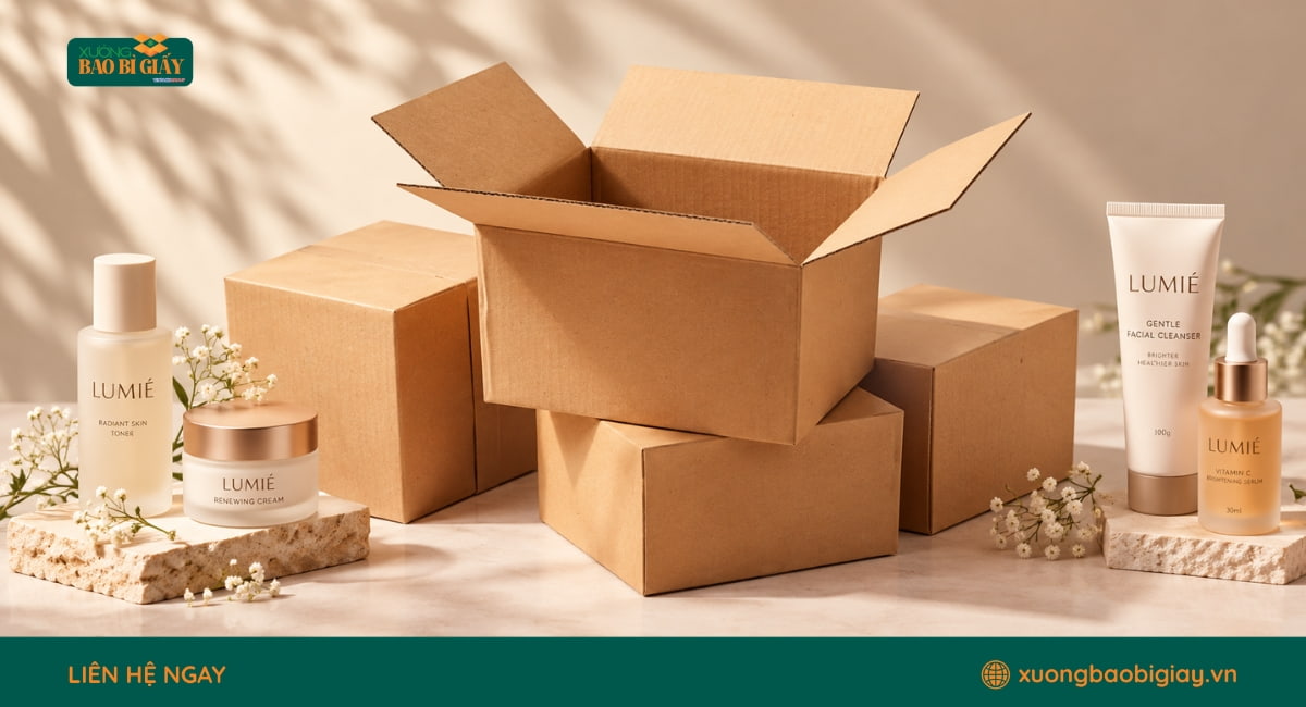 Thùng carton đựng mỹ phẩm giúp bảo vệ sản phẩm trong quá trình đóng gói và vận chuyển
