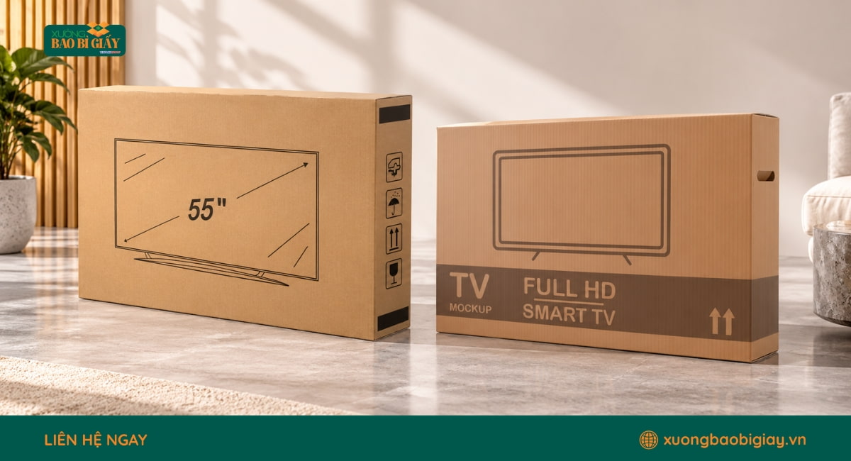 Thùng carton đựng tivi in offset sắc nét