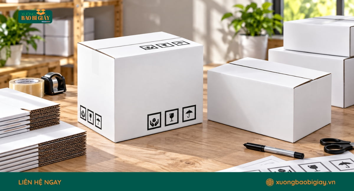 Thùng carton trắng đối khẩu A1 phù hợp đóng gói và vận chuyển nhiều loại hàng hóa