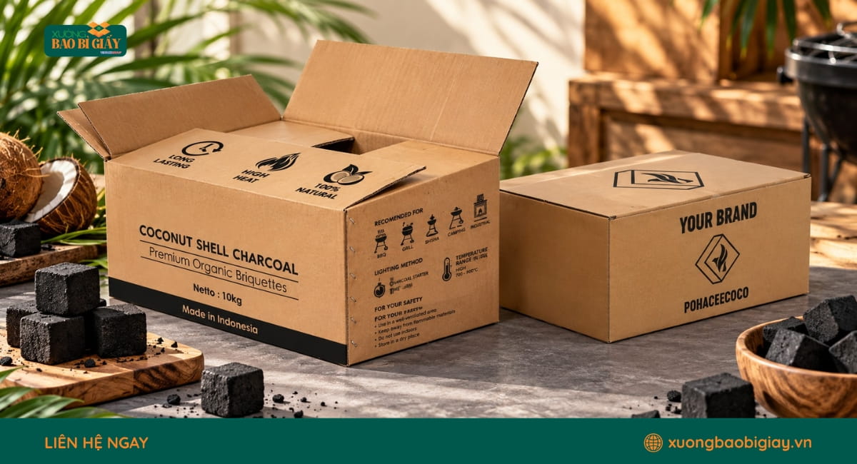 Tiêu chí chọn xưởng sản xuất thùng carton đựng than dừa uy tín