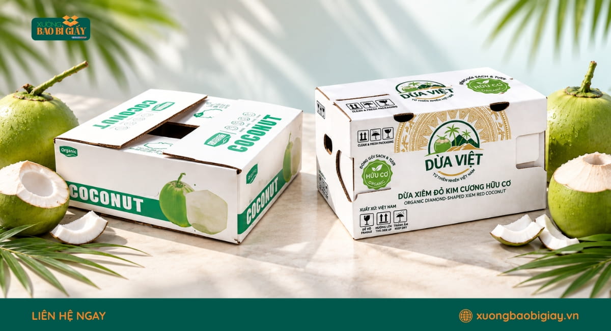 Tiêu chuẩn sản xuất thùng carton đựng dừa phục vụ thị trường nội địa