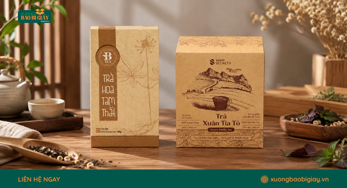 Hộp giấy đựng trà giúp bảo vệ sản phẩm, thuận tiện trưng bày và nâng cao giá trị thương hiệu.