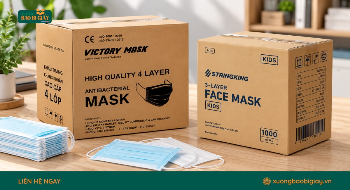Thùng carton đựng khẩu trang hỗ trợ bảo quản và hạn chế hư hỏng khi vận chuyển