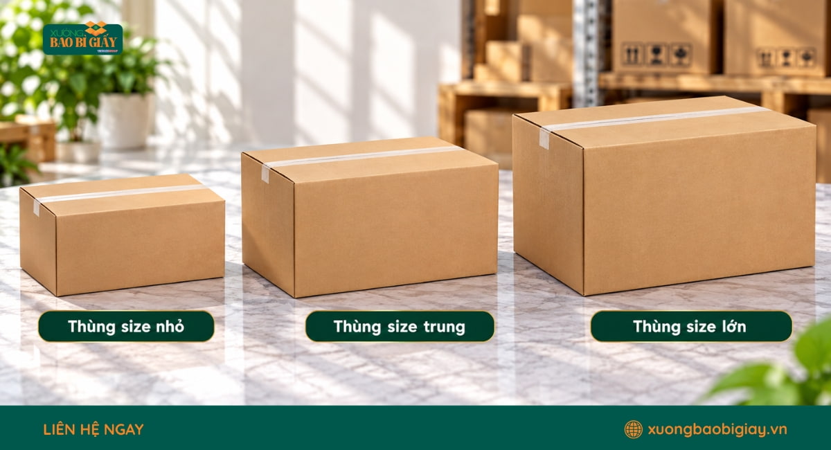 Các loại thùng giấy carton theo kích thước