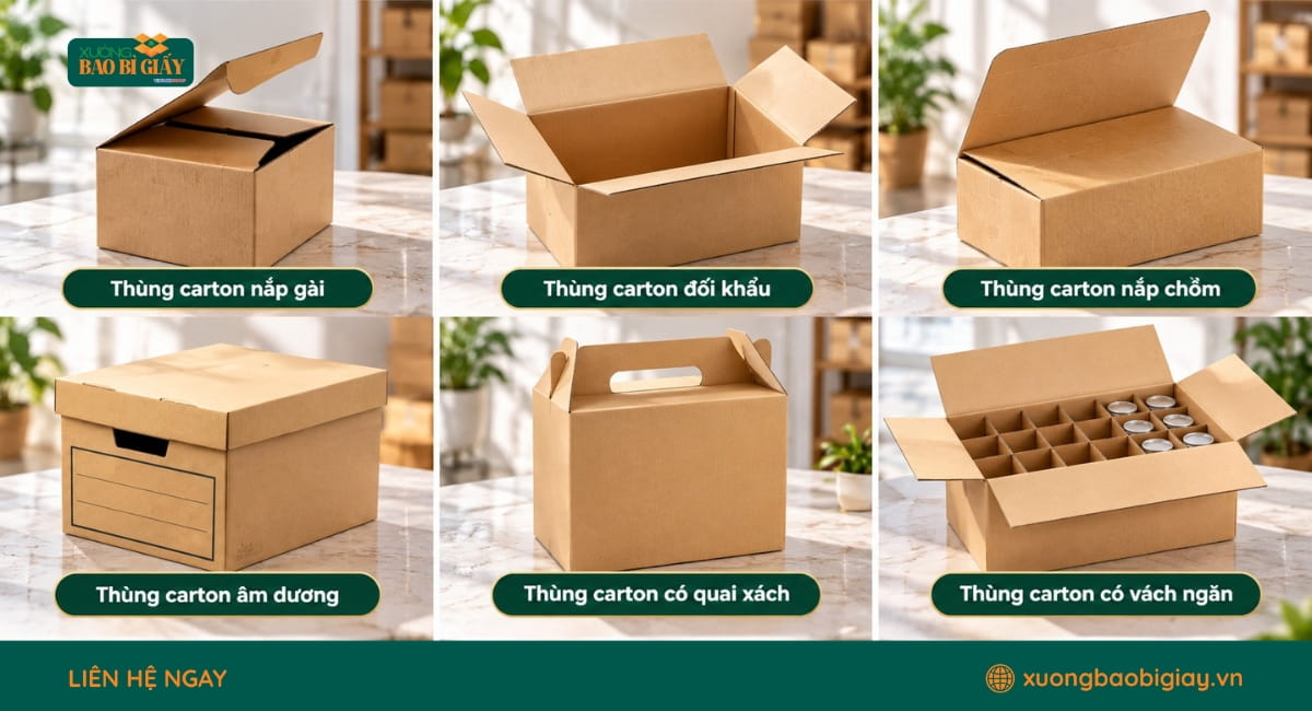 Phân loại thùng carton dựa trên kiểu dáng