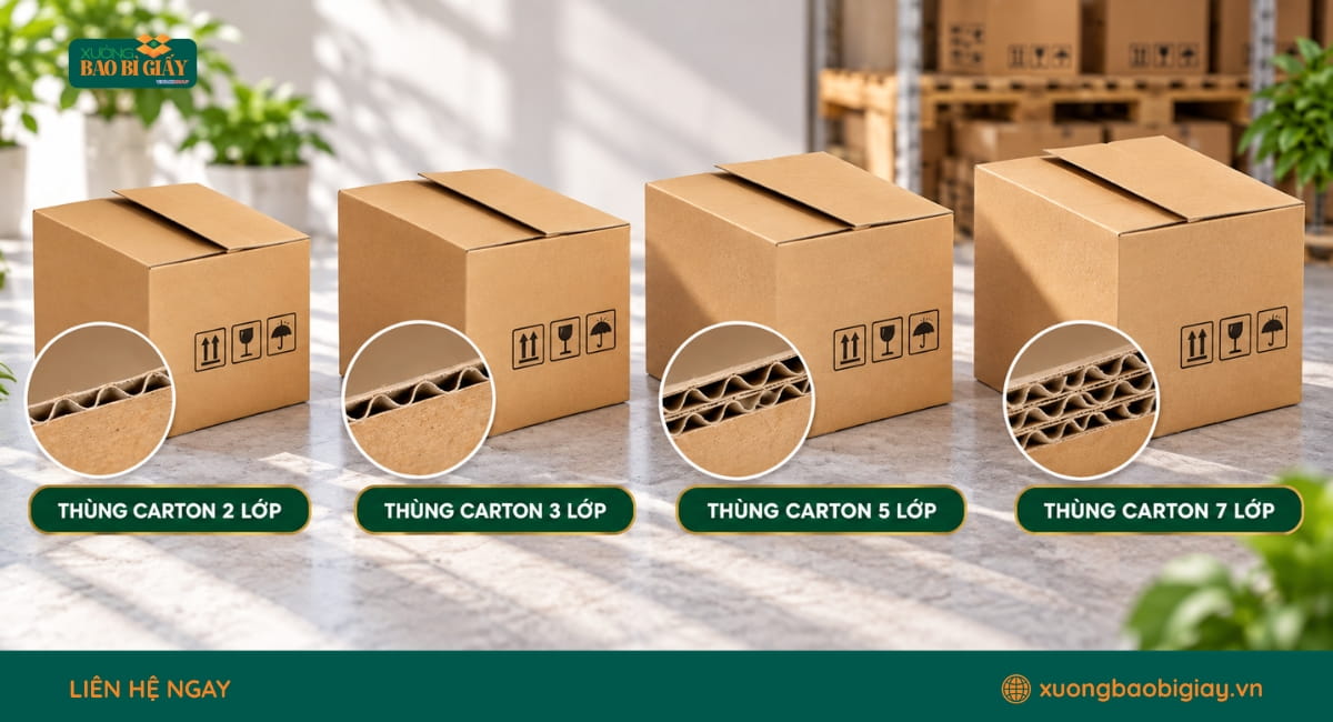 Các loại thùng carton dựa trên số lớp giấy