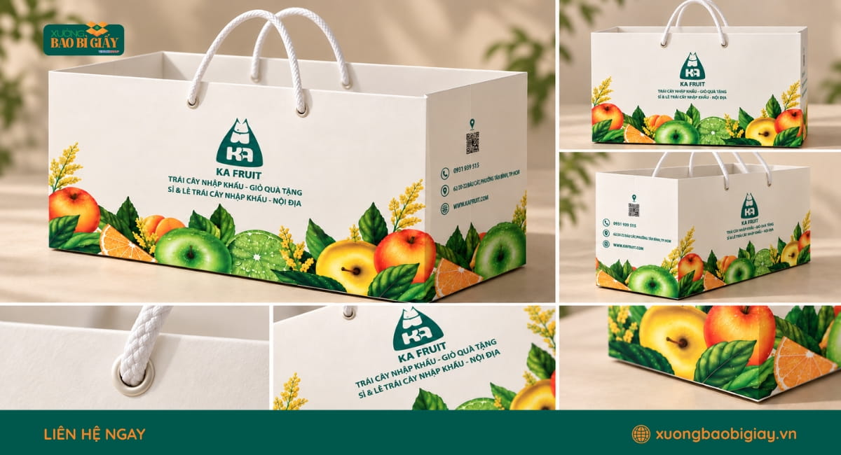 Thành phẩm túi giấy đựng hoa quả Ka Fruit