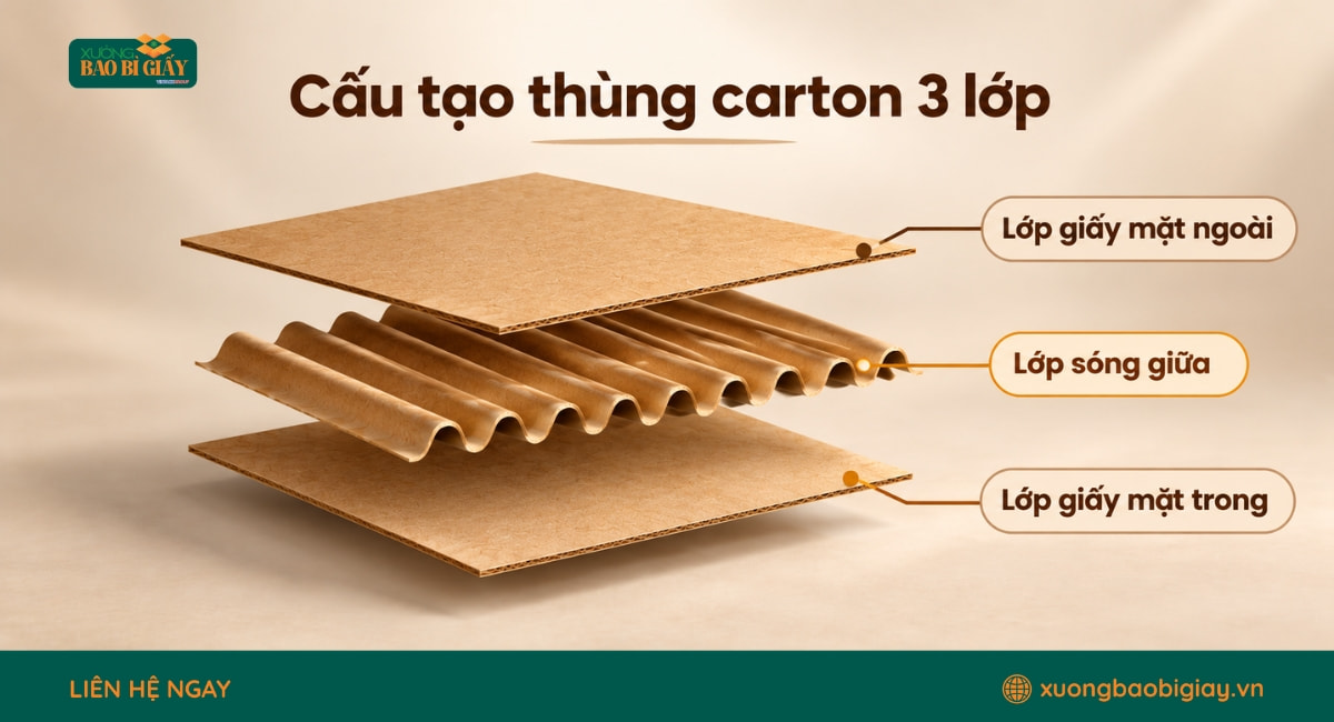 Cấu tạo thùng carton 3 lớp