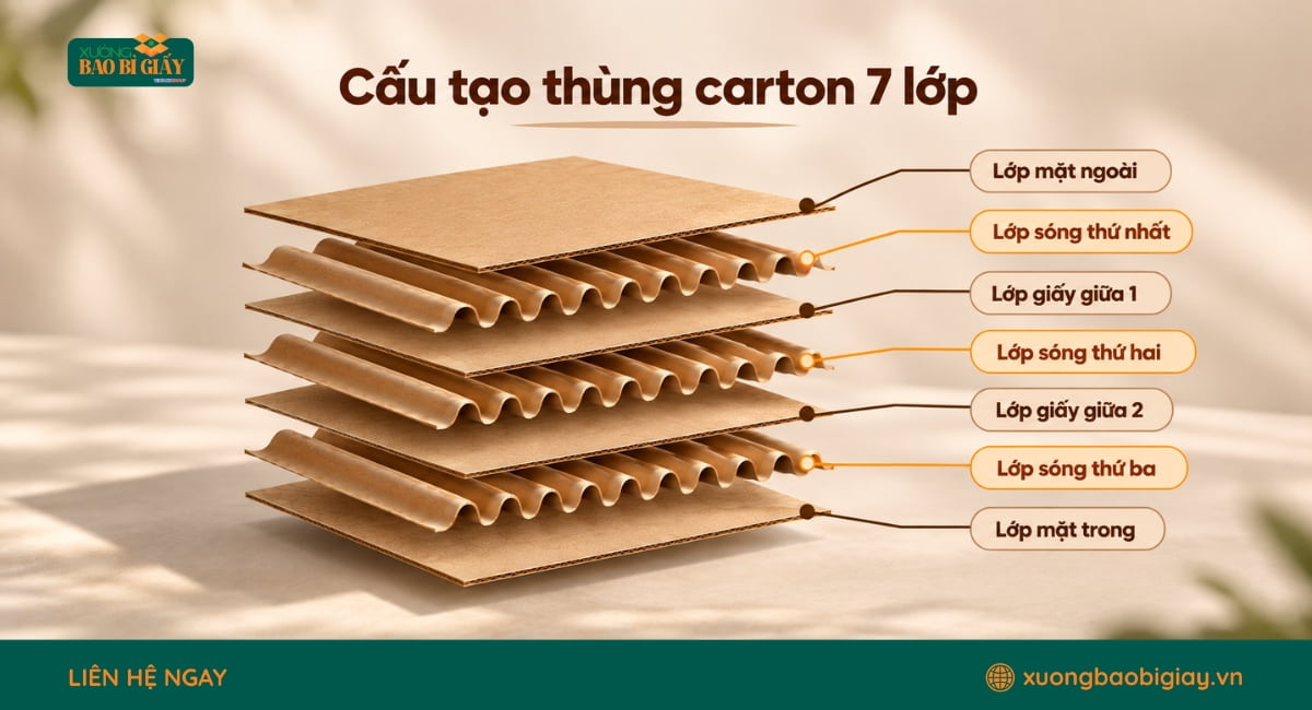 Cấu tạo thùng carton 7 lớp